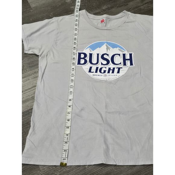 Hanes Nano Gray Busch Light Short Sleeve Crew Neck Shirt Brewed In USA St.Louis - Picture 5 of 7
